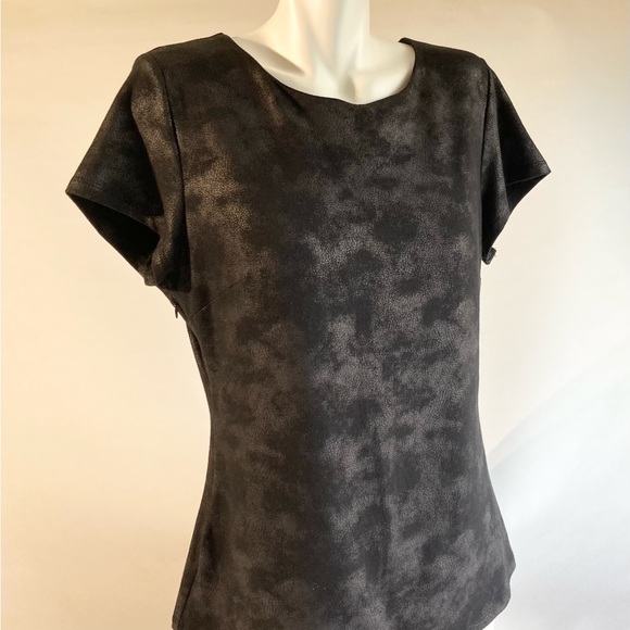 I.N.C International Concepts Black Cotton Rayon Short Sleeve Top size L - Picture 4 of 12